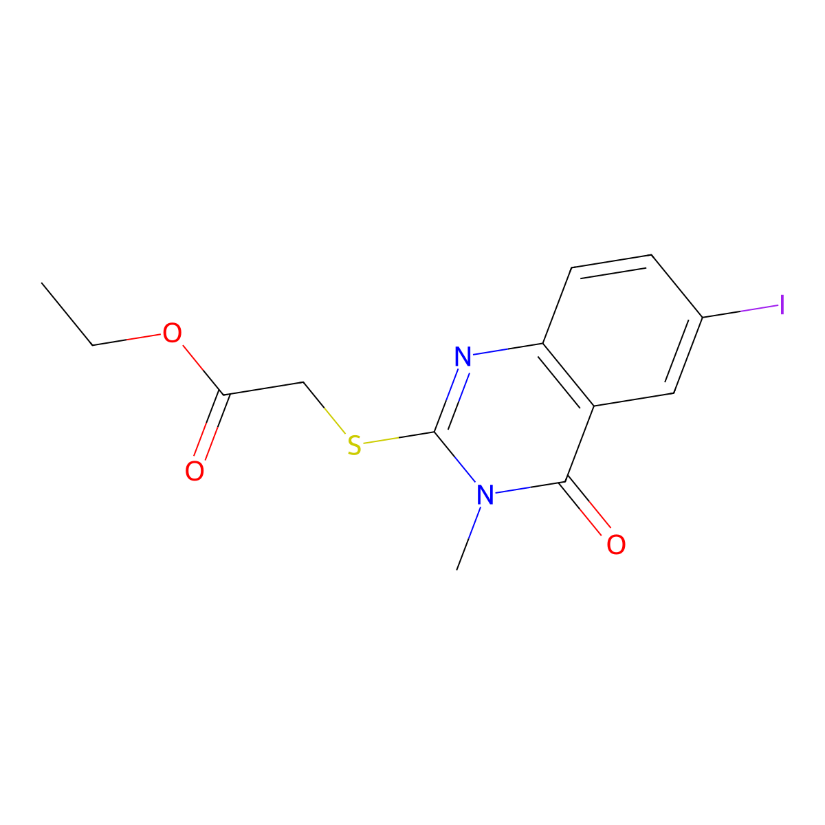 Ethyl 2-(6-iodo-3-methyl-4-oxoquinazolin-2-yl)sulfanylacetate molecular structure, CAS 180995-68-0