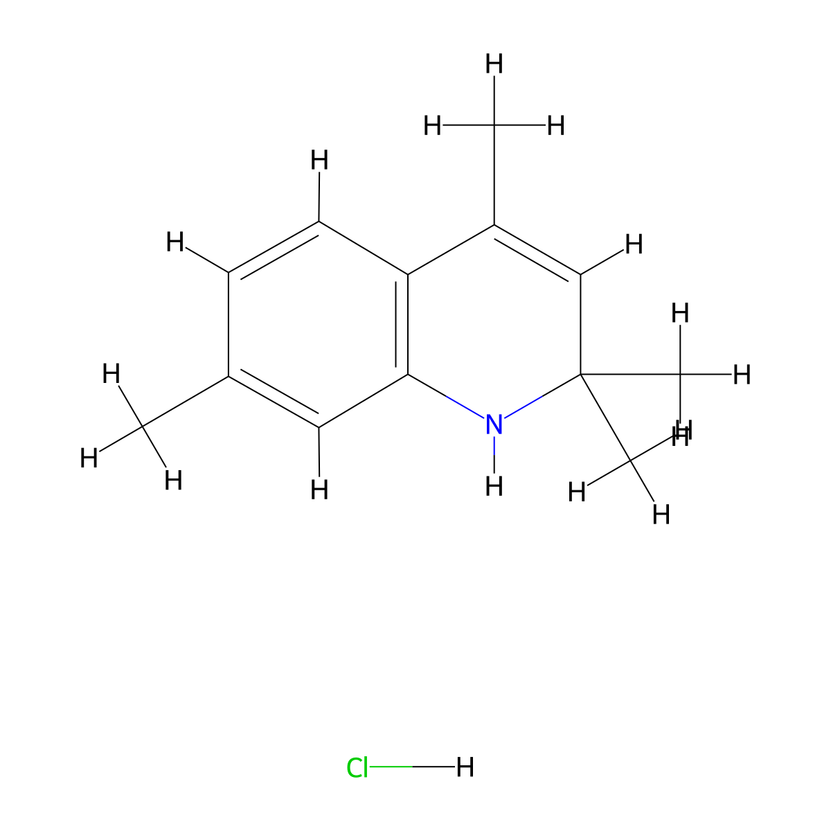 2,2,4,7-Tetramethyl-1,2-dihydroquinoline hydrochloride molecular structure, CAS 1810-75-9