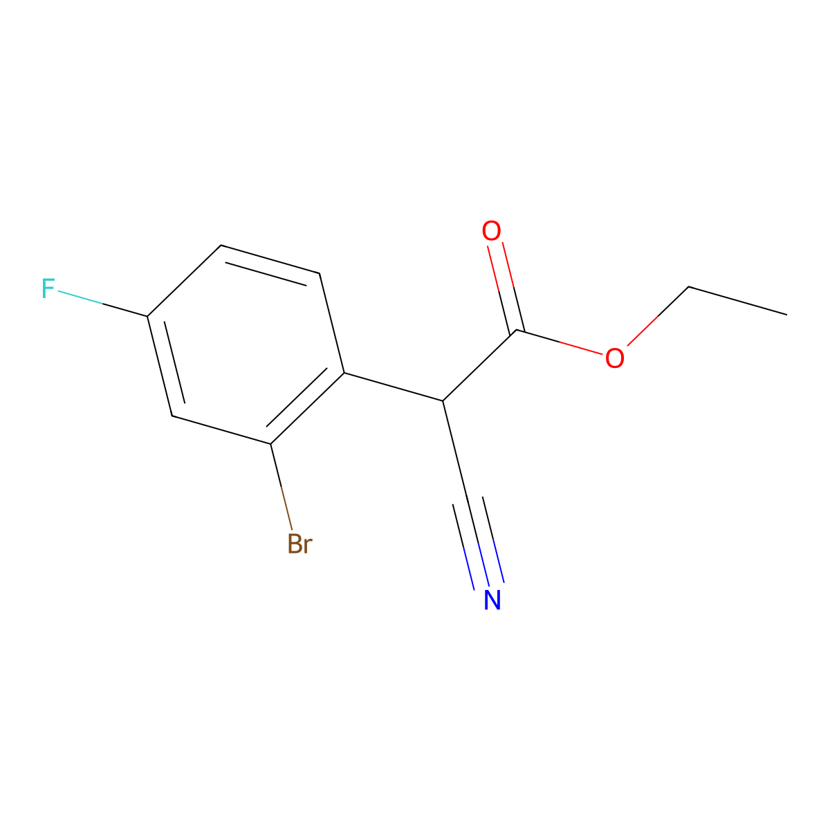 Ethyl 2-(2-bromo-4-fluorophenyl)-2-cyanoacetate molecular structure, CAS 1810045-12-5