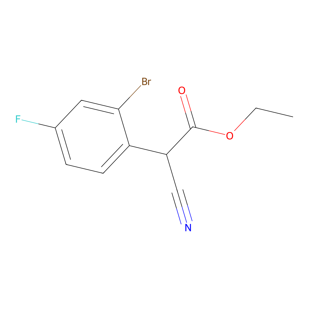 Ethyl 2-(2-bromo-4-fluorophenyl)-2-cyanoacetate molecular structure, CAS 1810045-12-5