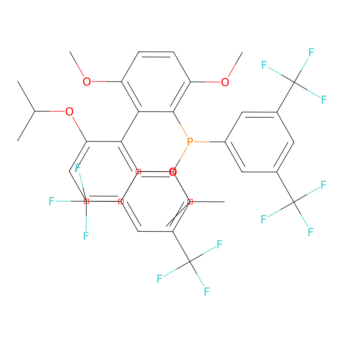 2-[Bis(3,5-trifluoromethylphenylphosphino)-3,6-dimethoxy]- 2',6'-di-i-propoxy-1,1'-biphenyl molecular structure, CAS 1810068-31-5
