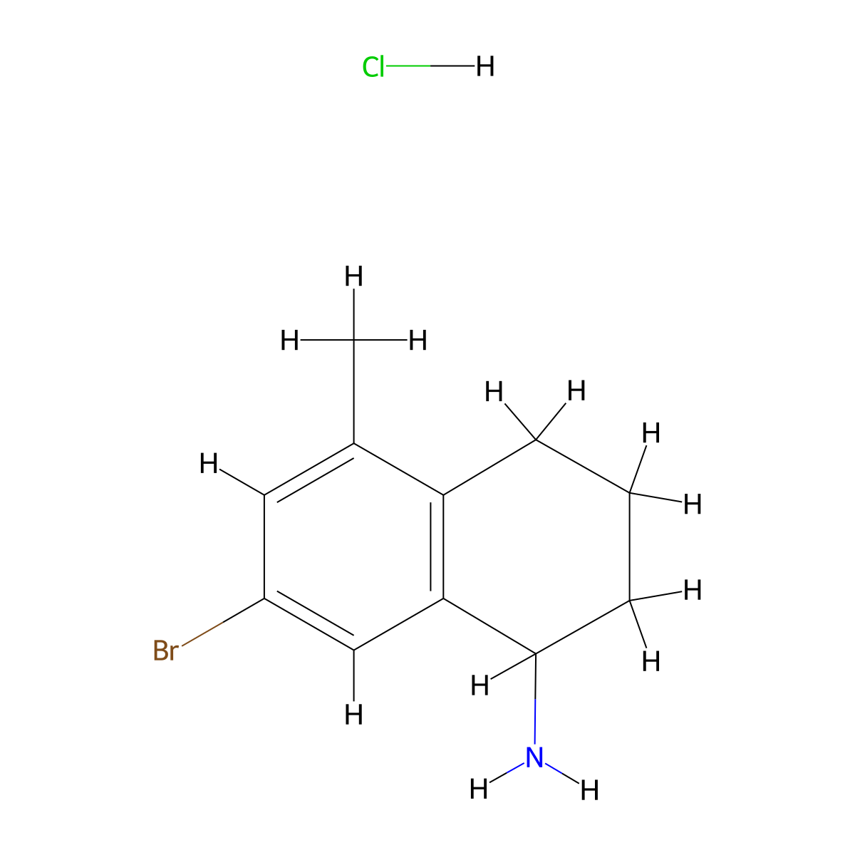 7-Bromo-5-methyl-1,2,3,4-tetrahydronaphthalen-1-amine hydrochloride molecular structure, CAS 1810069-90-9