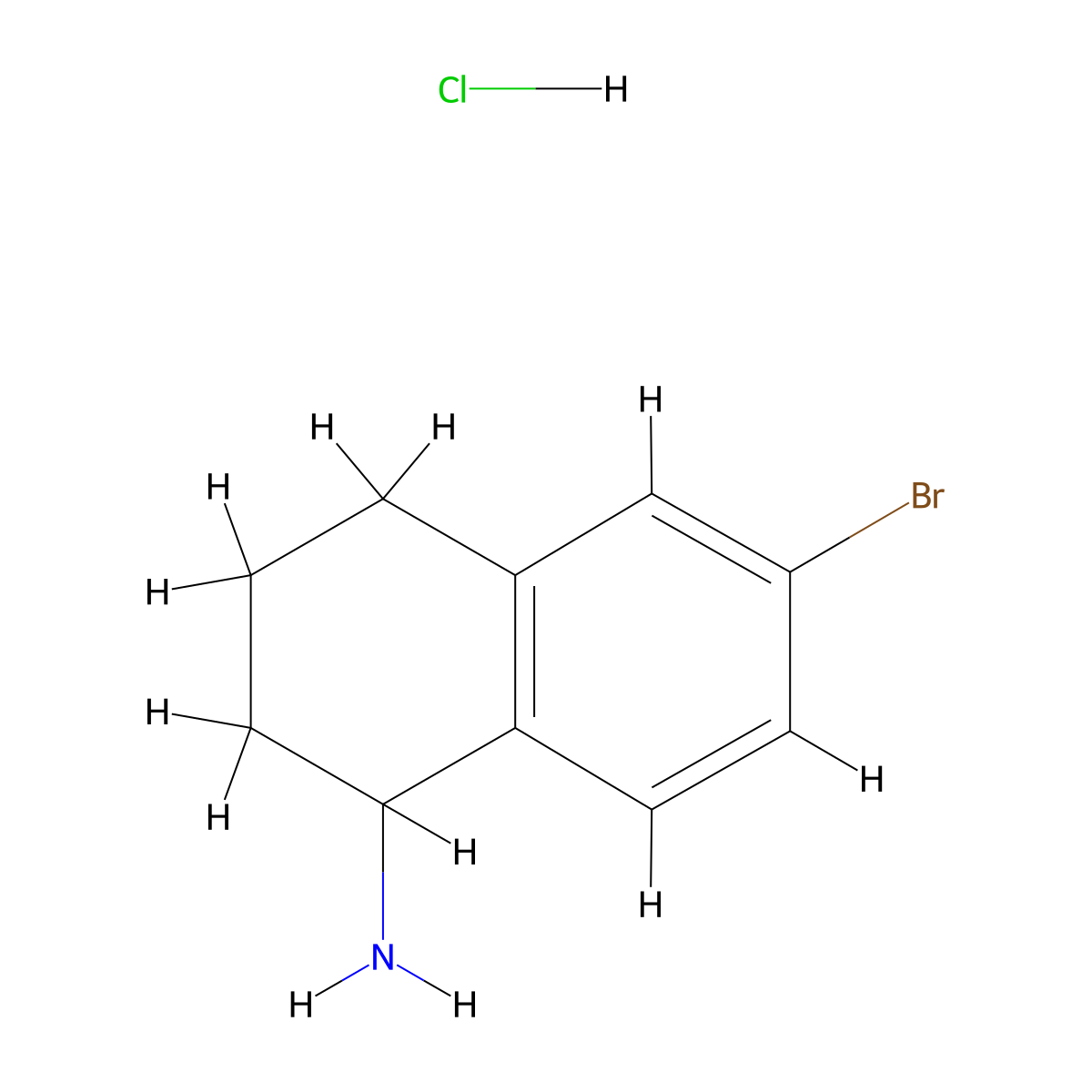 6-Bromo-1,2,3,4-tetrahydronaphthalen-1-amine hydrochloride molecular structure, CAS 1810069-91-0