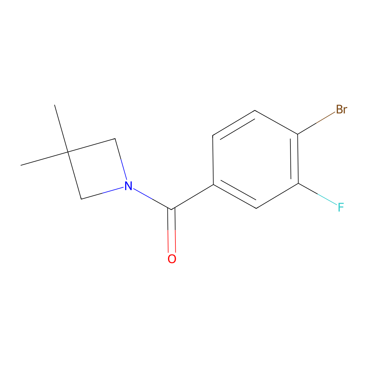 (4-Bromo-3-fluorophenyl)(3,3-dimethylazetidin-1-yl)methanone molecular structure, CAS 1810069-98-7