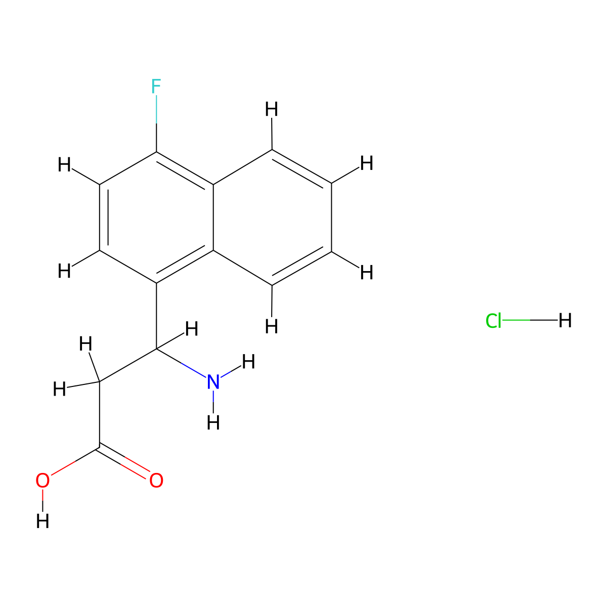 3-Amino-3-(4-fluoronaphthalen-1-yl)propanoic acid hydrochloride molecular structure, CAS 1810070-00-8