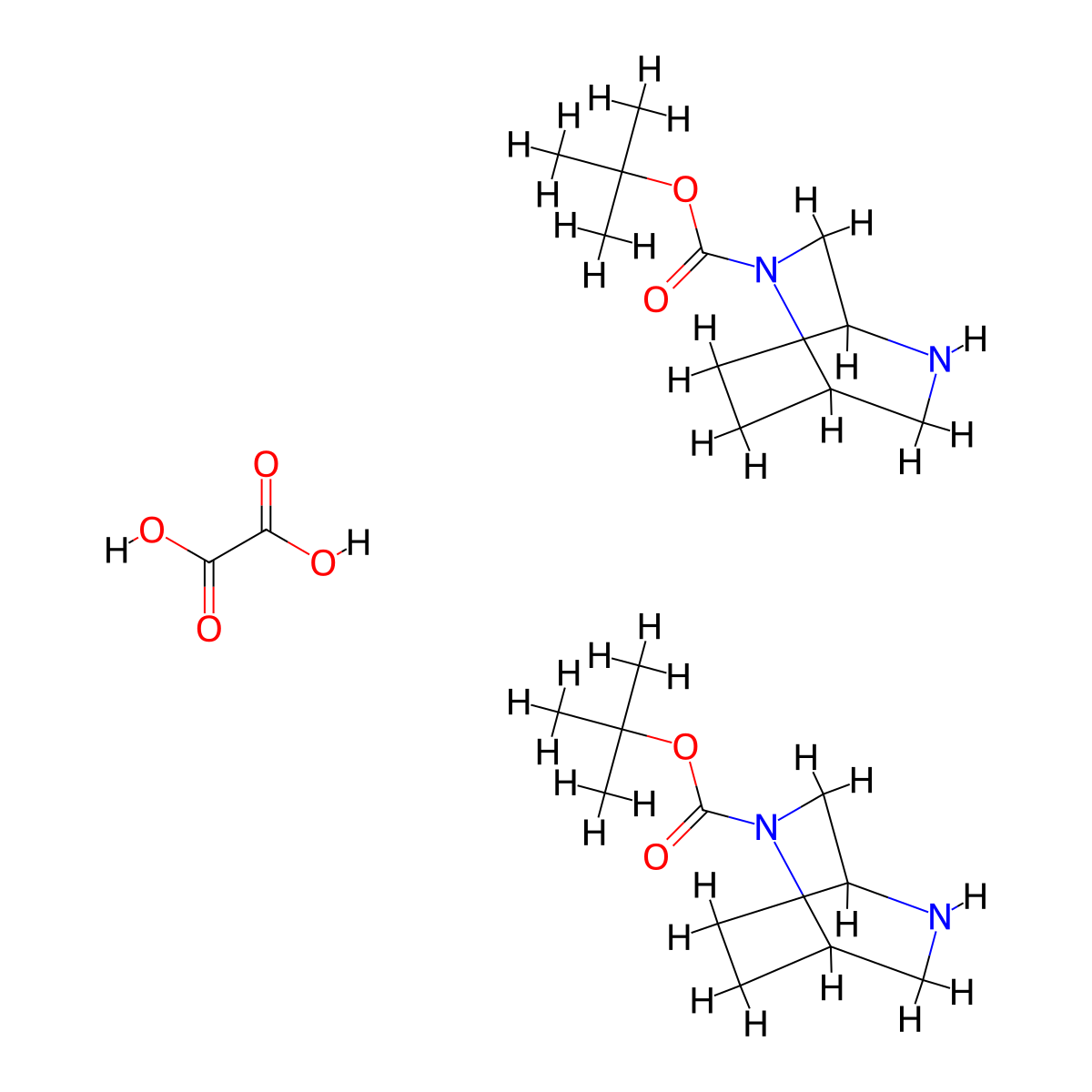 Tert-butyl 2,5-diazabicyclo[2.2.2]octane-2-carboxylate hemioxalate molecular structure, CAS 1810070-04-2