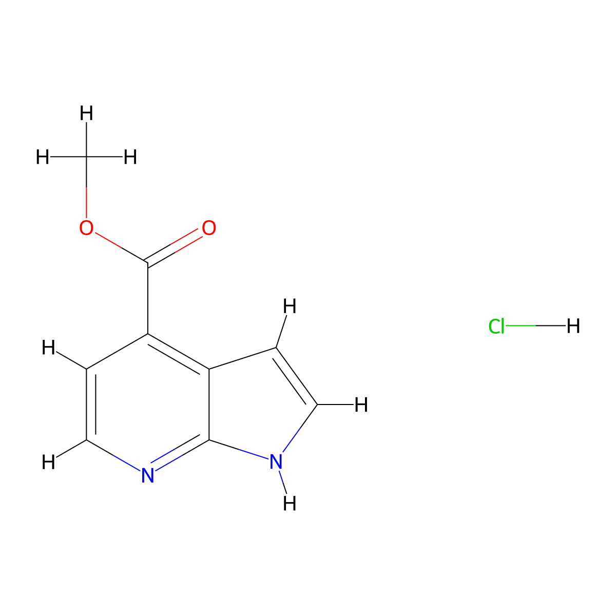 Methyl 1H-pyrrolo[2,3-b]pyridine-4-carboxylate hydrochloride molecular structure, CAS 1810070-11-1
