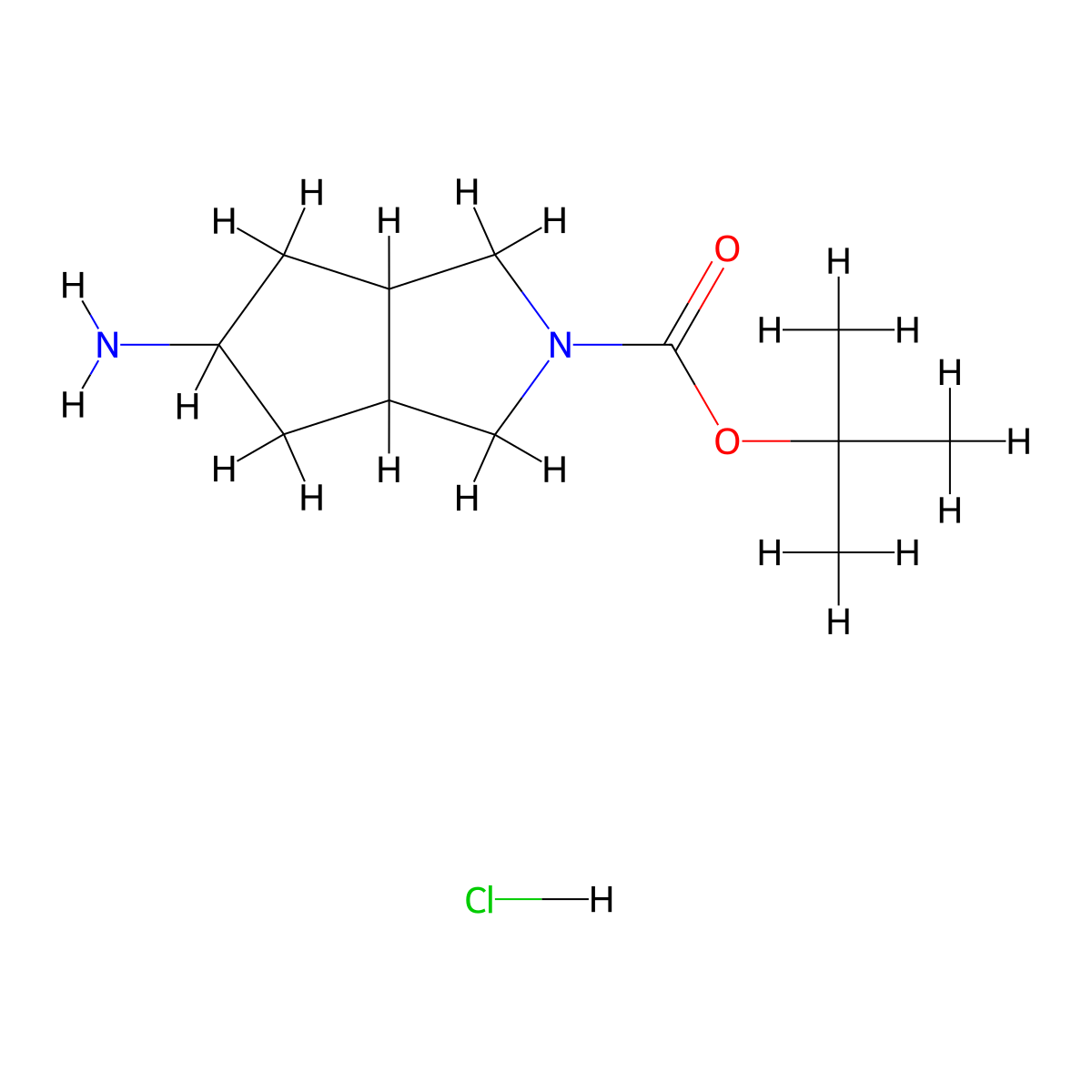 Tert-butyl rel-(3aR,5r,6aS)-5-amino-3,3a,4,5,6,6a-hexahydro-1H-cyclopenta[c]pyrrole-2-carboxylate;hydrochloride molecular structure, CAS 1810070-12-2
