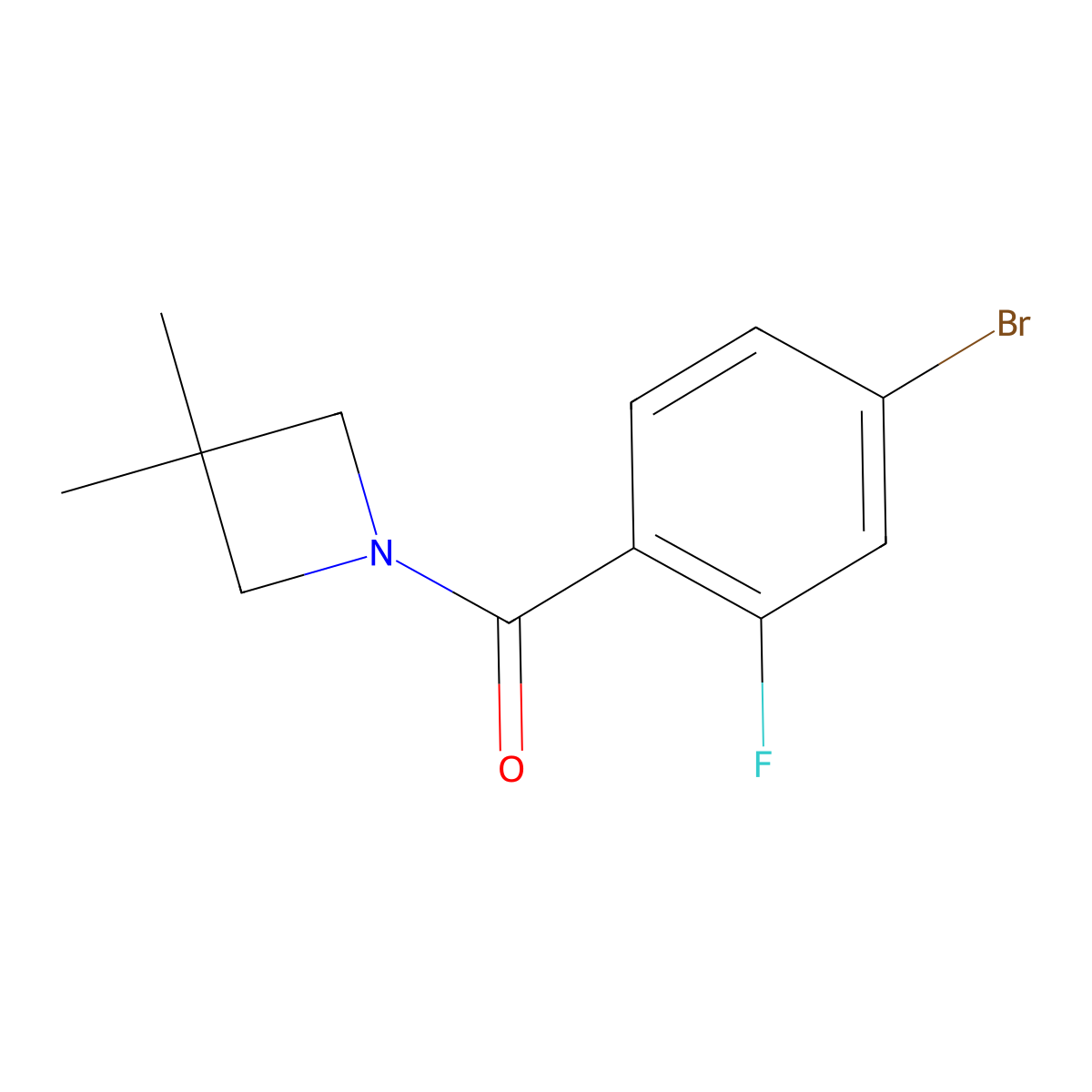 (4-Bromo-2-fluorophenyl)(3,3-dimethylazetidin-1-yl)methanone molecular structure, CAS 1810070-16-6