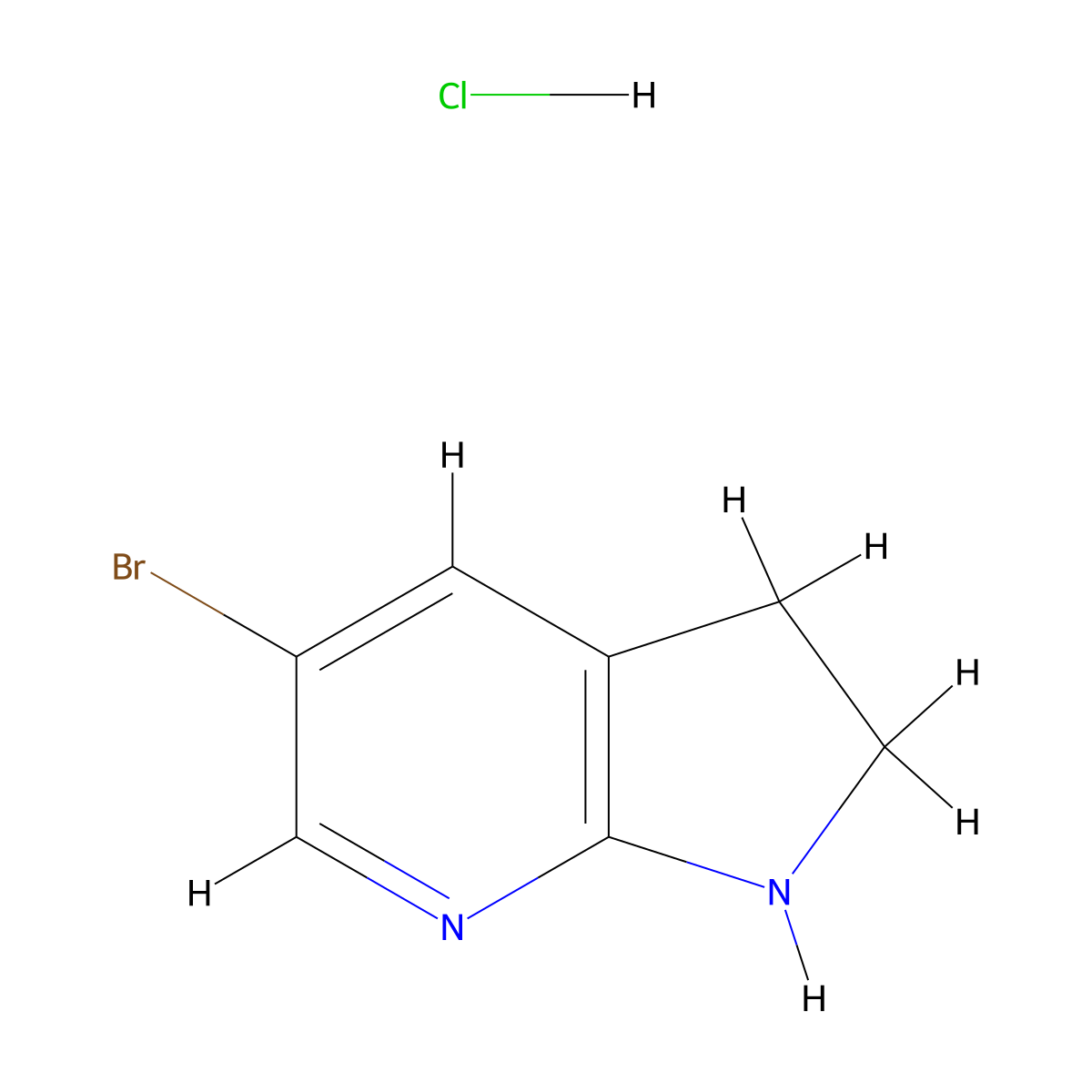 5-bromo-1H,2H,3H-pyrrolo[2,3-b]pyridine hydrochloride molecular structure, CAS 1810070-18-8