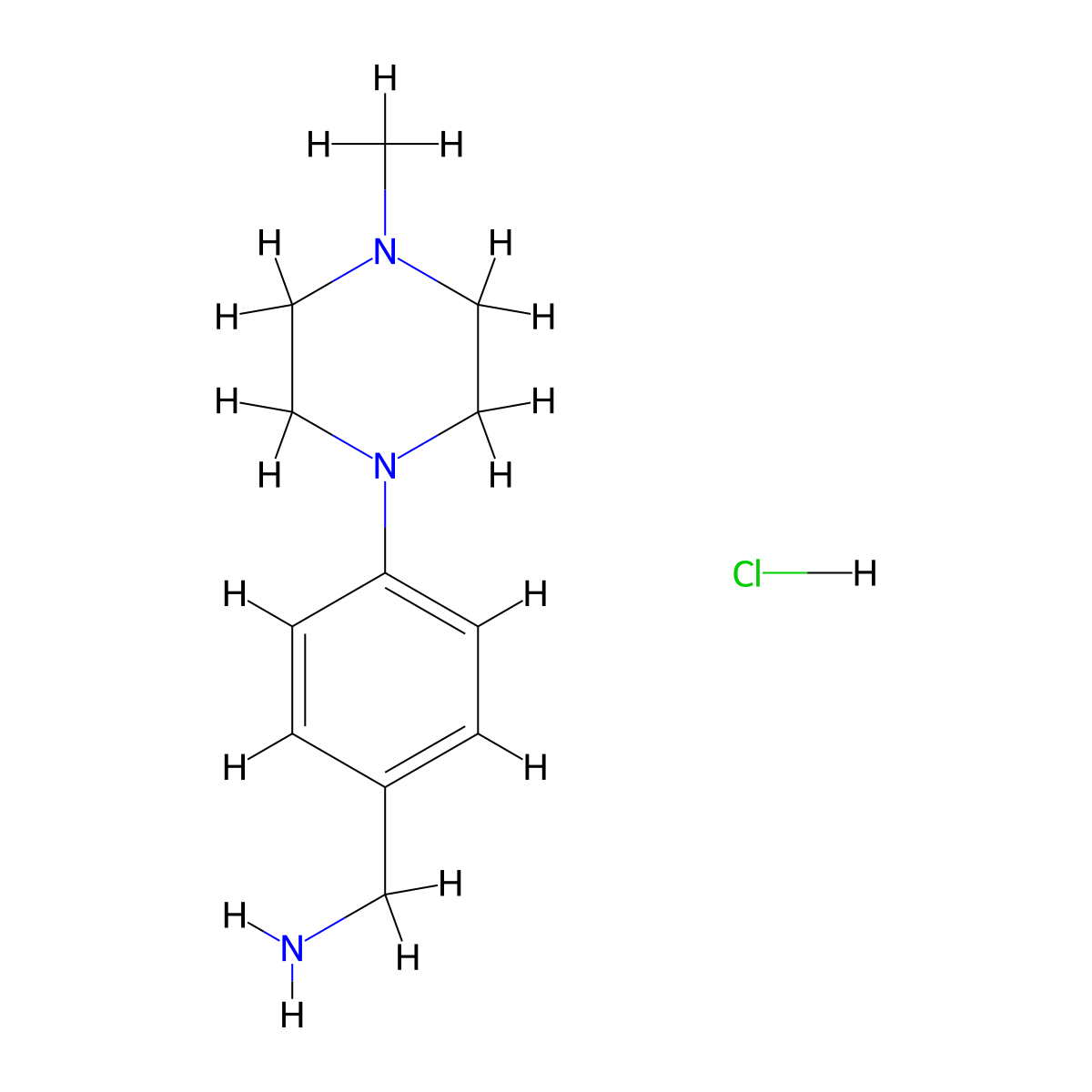 (4-(4-Methylpiperazin-1-yl)phenyl)methanamine hydrochloride molecular structure, CAS 1810070-21-3