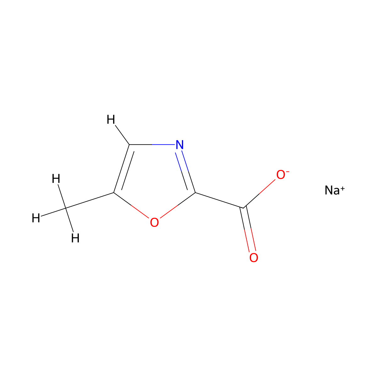 Sodium 5-methyl-1,3-oxazole-2-carboxylate molecular structure, CAS 1810070-24-6
