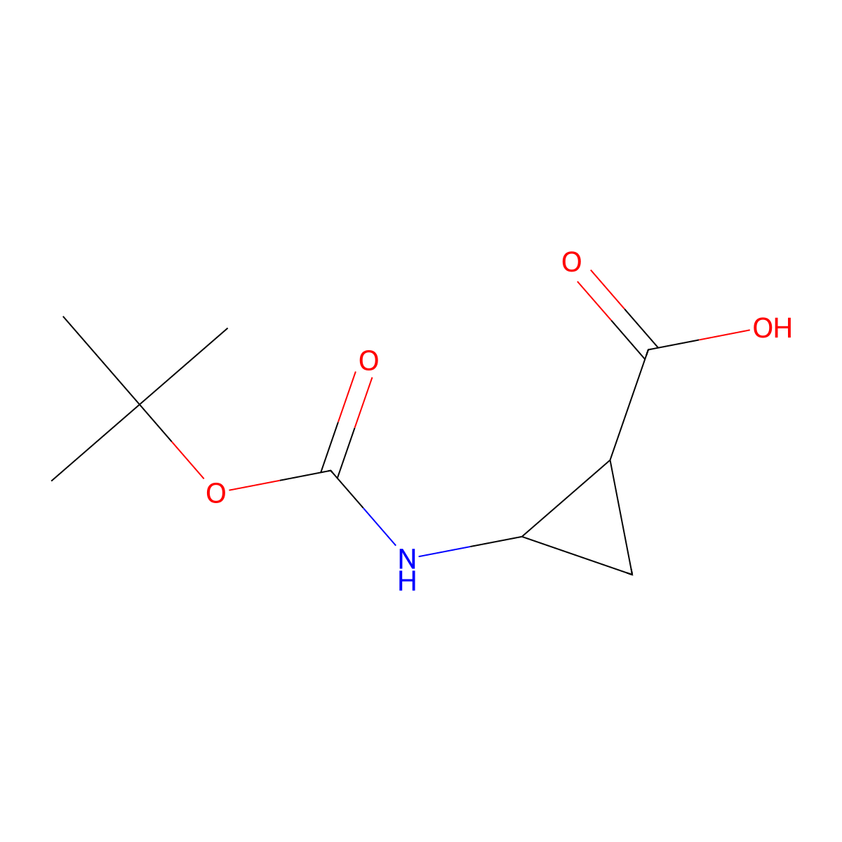 rac-(1R,2S)-2-((tert-butoxycarbonyl)amino)cyclopropanecarboxylic acid molecular structure, CAS 1810070-30-4