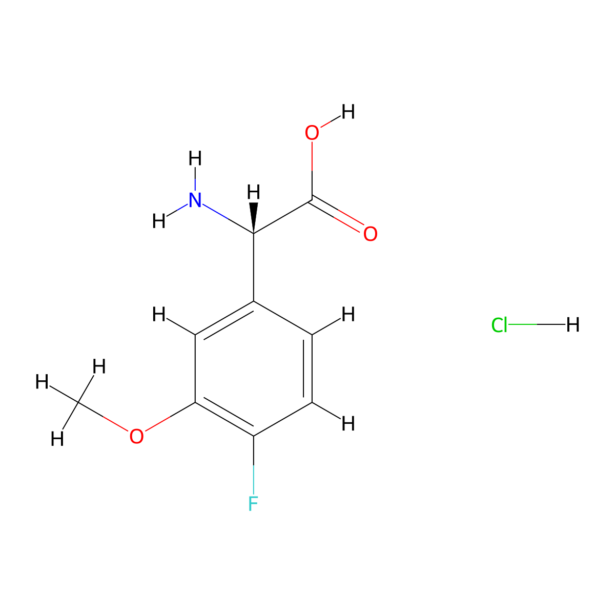 (S)-2-Amino-2-(4-fluoro-3-methoxyphenyl)acetic acid hydrochloride molecular structure, CAS 1810074-58-8