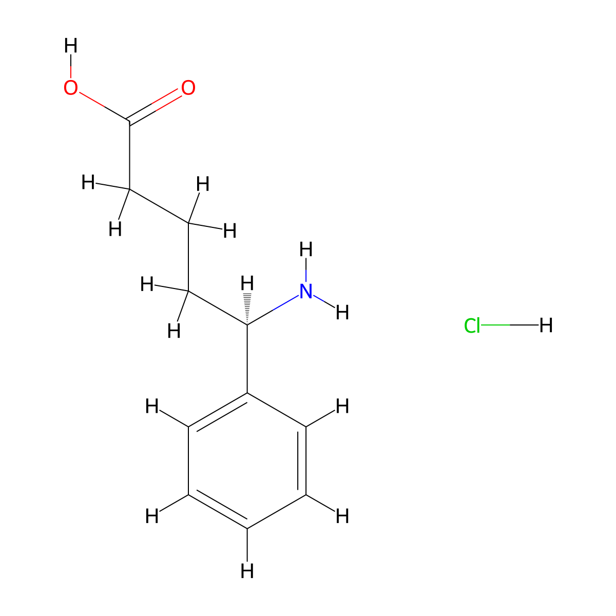 (R)-5-Amino-5-phenylpentanoic acid hydrochloride molecular structure, CAS 1810074-59-9