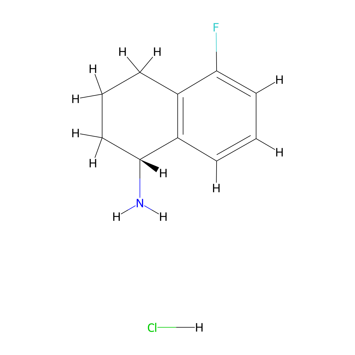 (R)-5-Fluoro-1,2,3,4-tetrahydronaphthalen-1-amine hydrochloride molecular structure, CAS 1810074-60-2