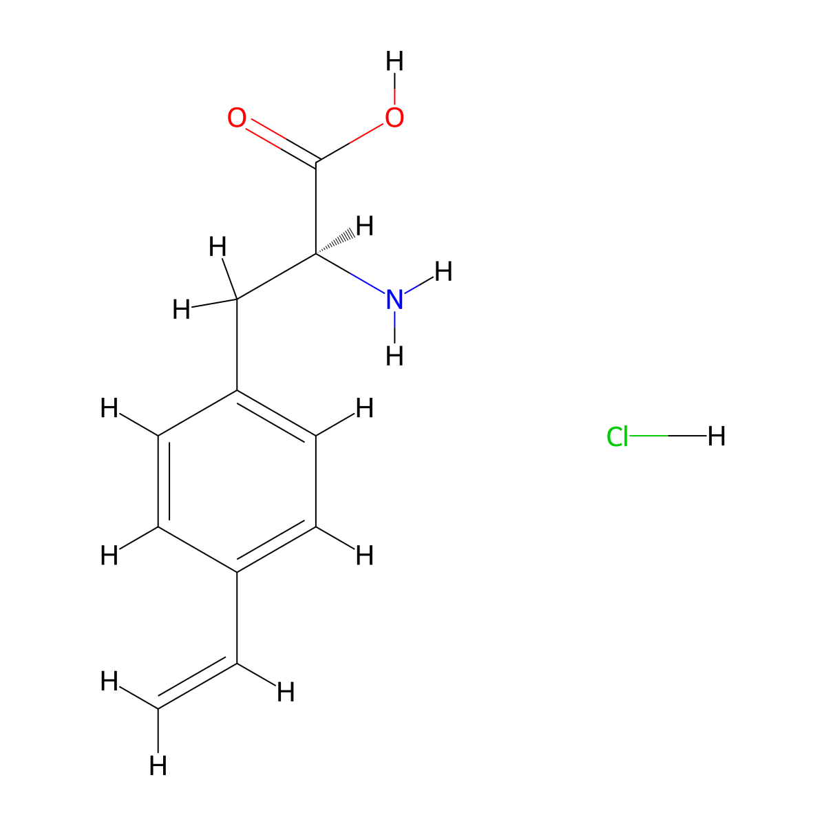 (S)-2-Amino-3-(4-vinylphenyl)propanoic acid hydrochloride molecular structure, CAS 1810074-65-7