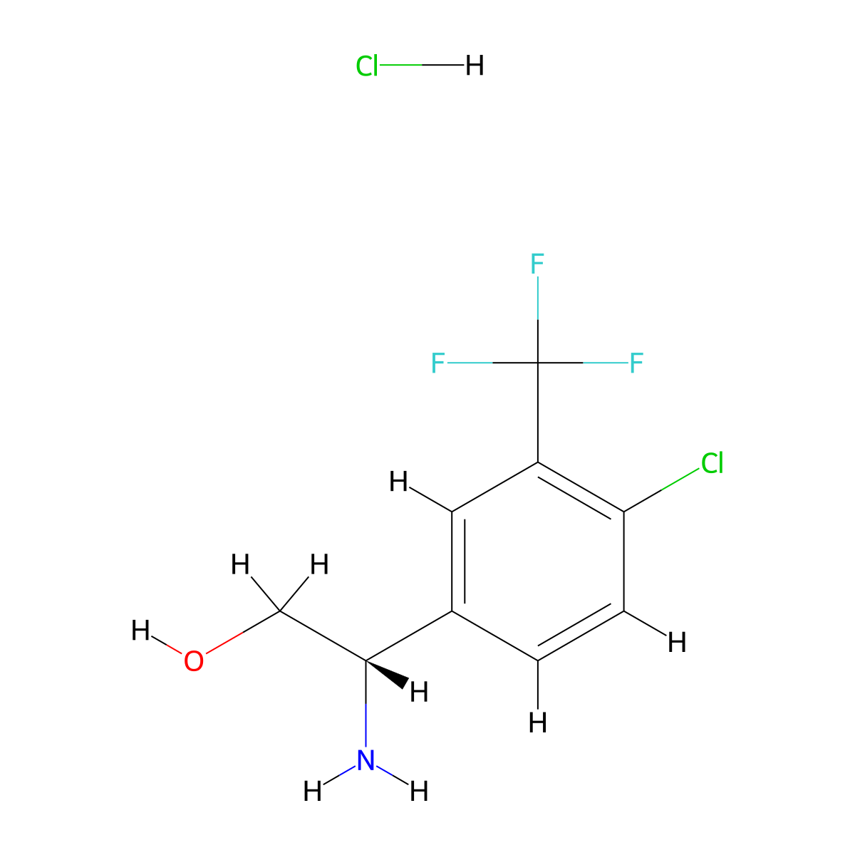 (S)-2-Amino-2-(4-chloro-3-(trifluoromethyl)phenyl)ethanol hydrochloride molecular structure, CAS 1810074-79-3