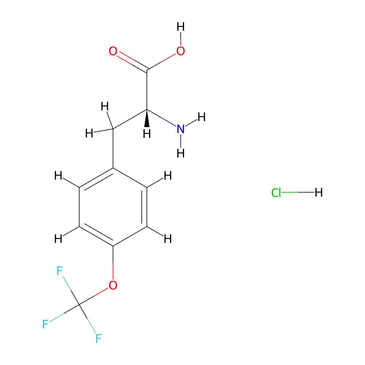 (R)-2-Amino-3-(4-(trifluoromethoxy)phenyl)propanoic acid hydrochloride molecular structure, CAS 1810074-80-6