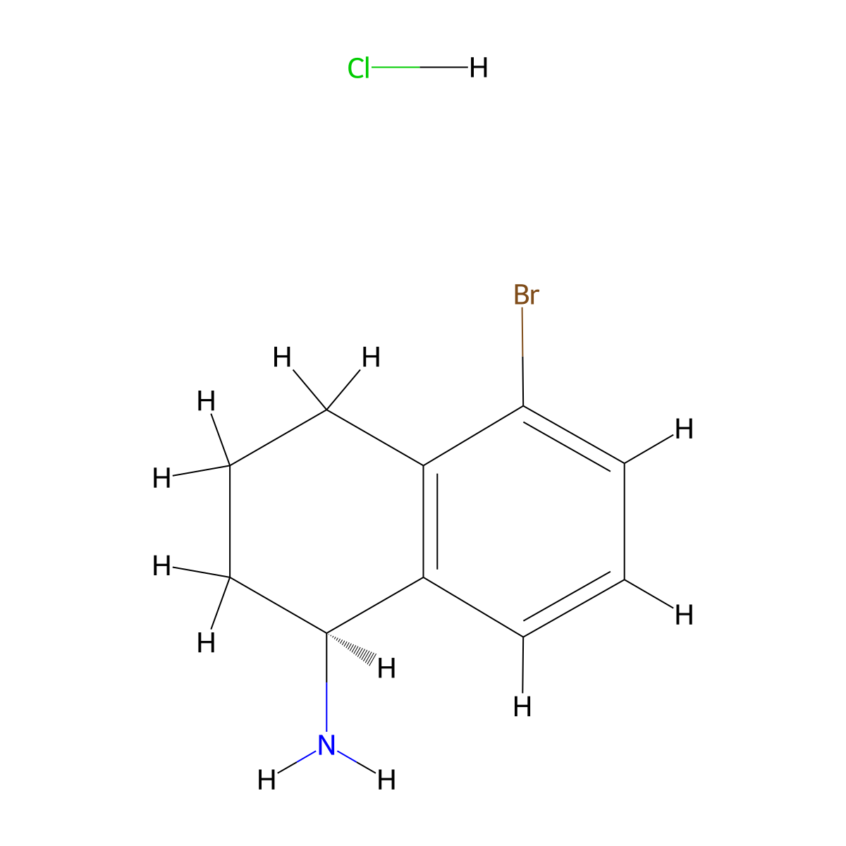 (S)-5-Bromo-1,2,3,4-tetrahydronaphthalen-1-amine hydrochloride molecular structure, CAS 1810074-82-8