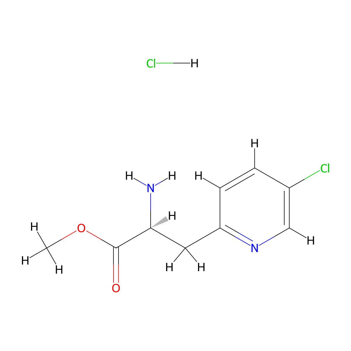 (S)-Methyl 2-amino-3-(5-chloropyridin-2-yl)propanoate hydrochloride molecular structure, CAS 1810074-86-2