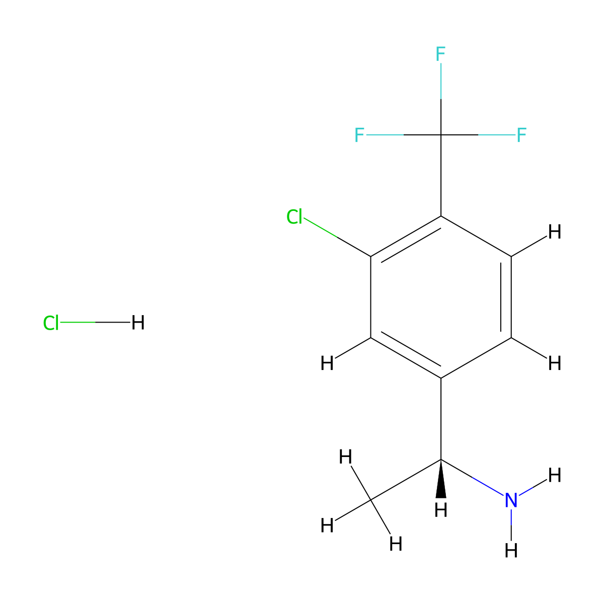 (R)-1-(3-Chloro-4-(trifluoromethyl)phenyl)ethanamine hydrochloride molecular structure, CAS 1810074-87-3