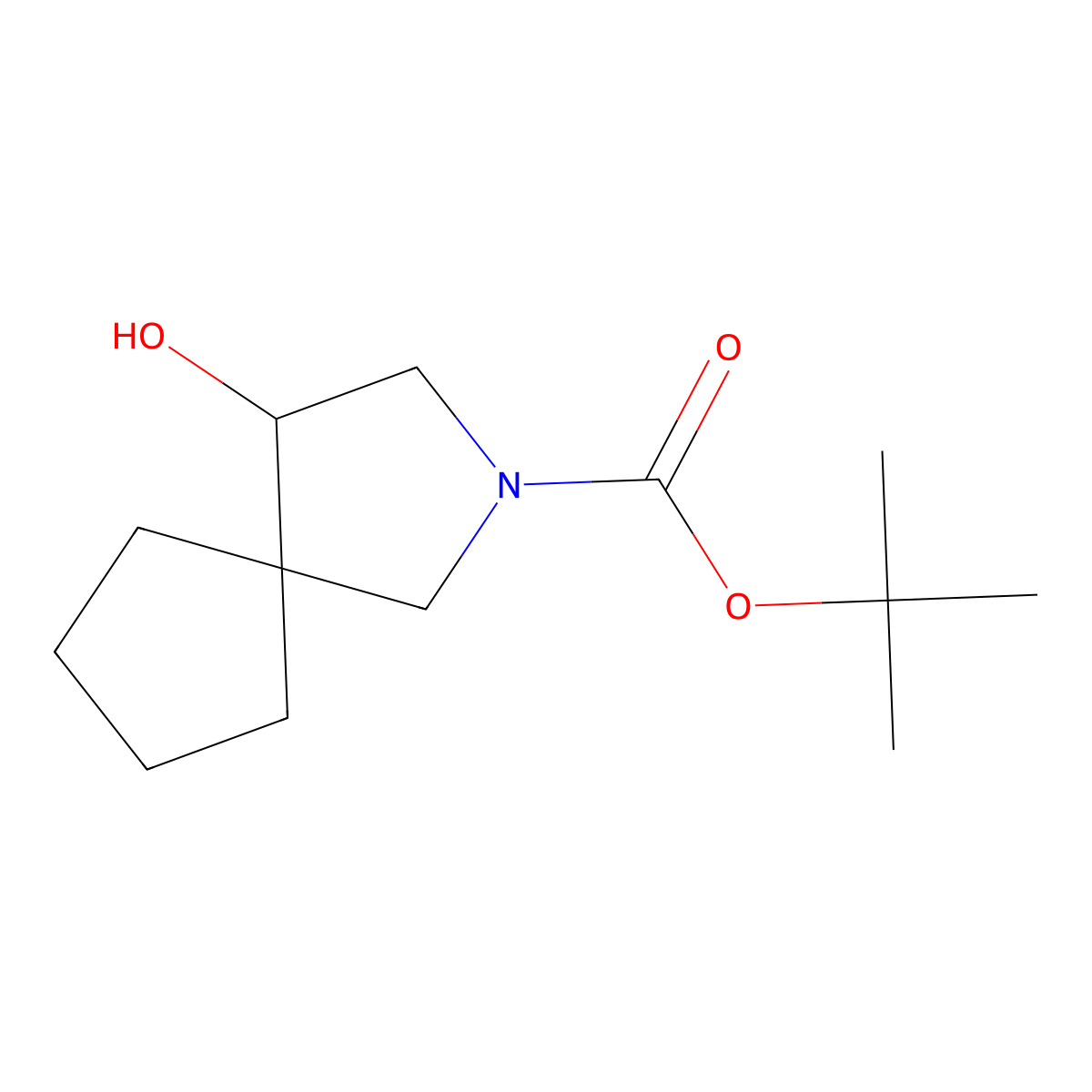 Tert-butyl 4-hydroxy-2-azaspiro[4.4]nonane-2-carboxylate molecular structure, CAS 1810076-93-7