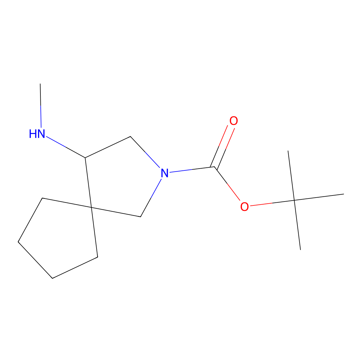 Tert-butyl 4-(methylamino)-2-azaspiro[4.4]nonane-2-carboxylate molecular structure, CAS 1810076-95-9