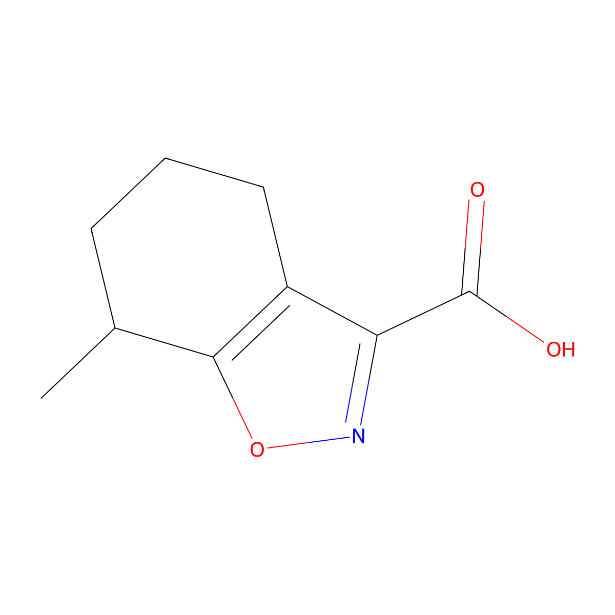7-Methyl-4,5,6,7-tetrahydro-1,2-benzoxazole-3-carboxylic acid molecular structure, CAS 18101-34-3