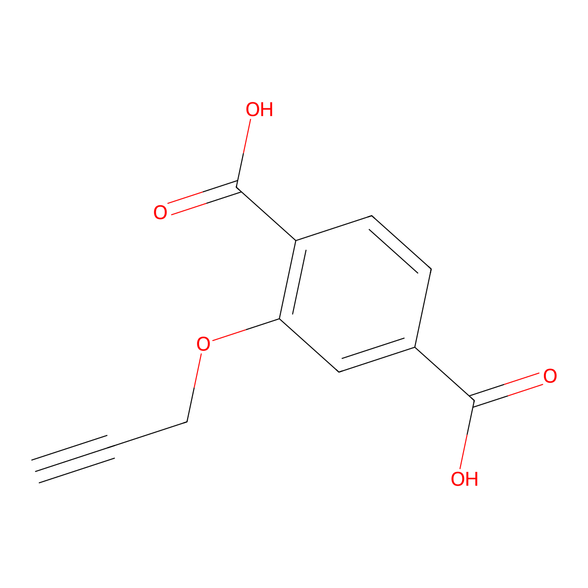 2-(Prop-2-yn-1-yloxy)terephthalic acid molecular structure, CAS 181022-09-3