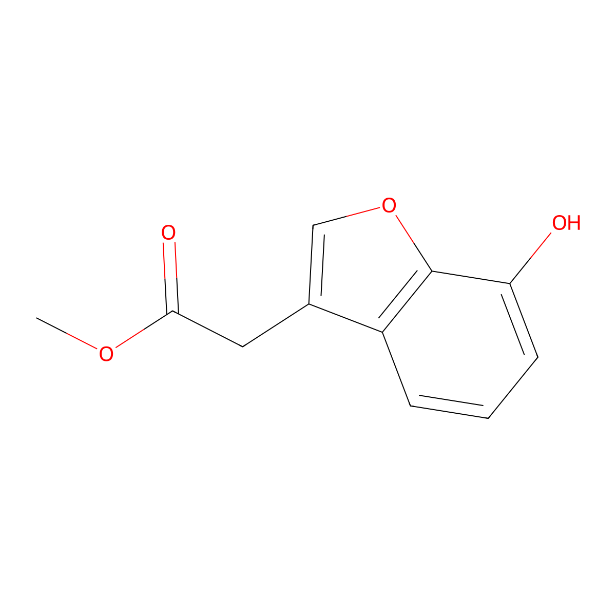 Methyl 2-(7-hydroxybenzofuran-3-yl)acetate molecular structure, CAS 181052-63-1
