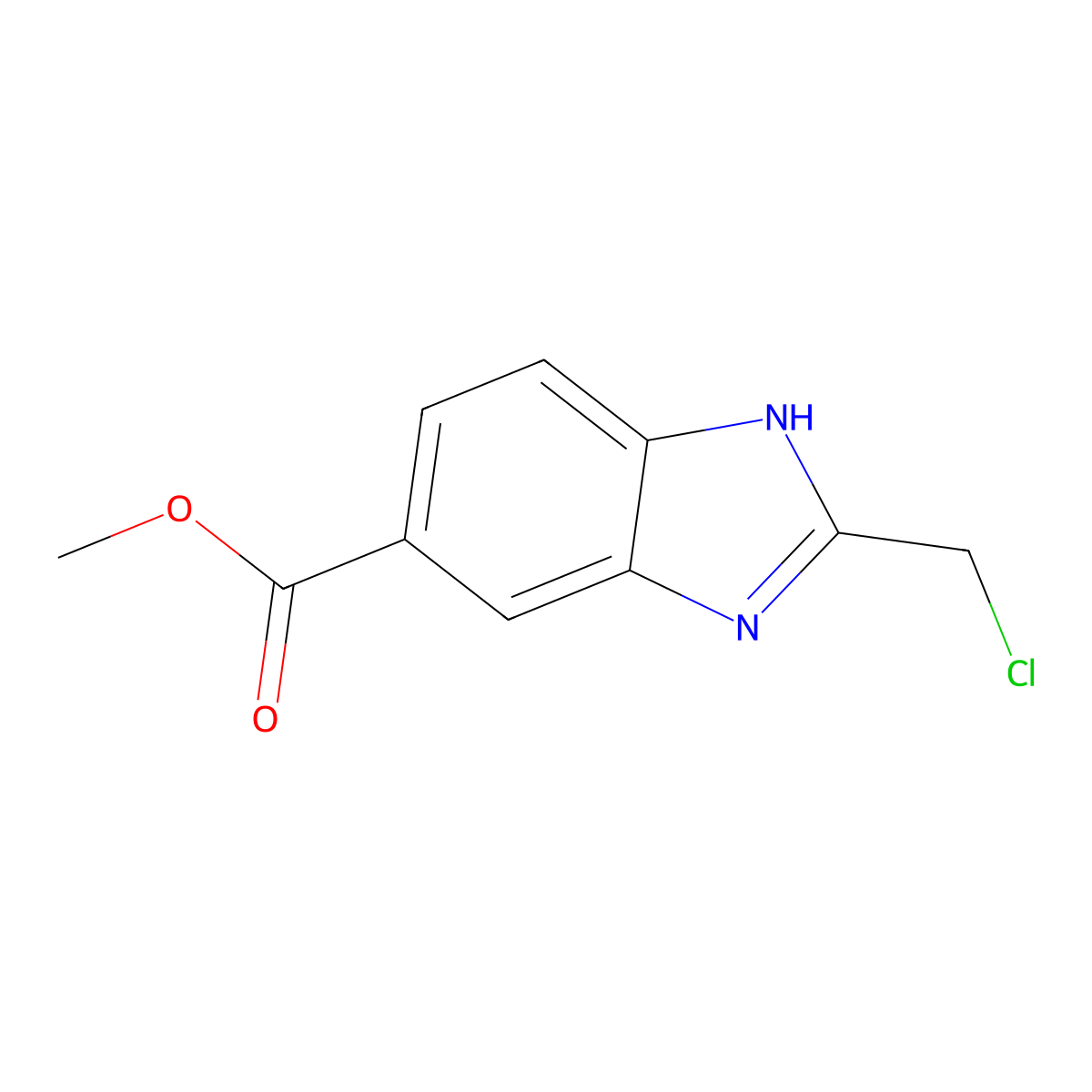 methyl 2-(chloromethyl)-1H-benzimidazole-5-carboxylate molecular structure, CAS 181054-01-3