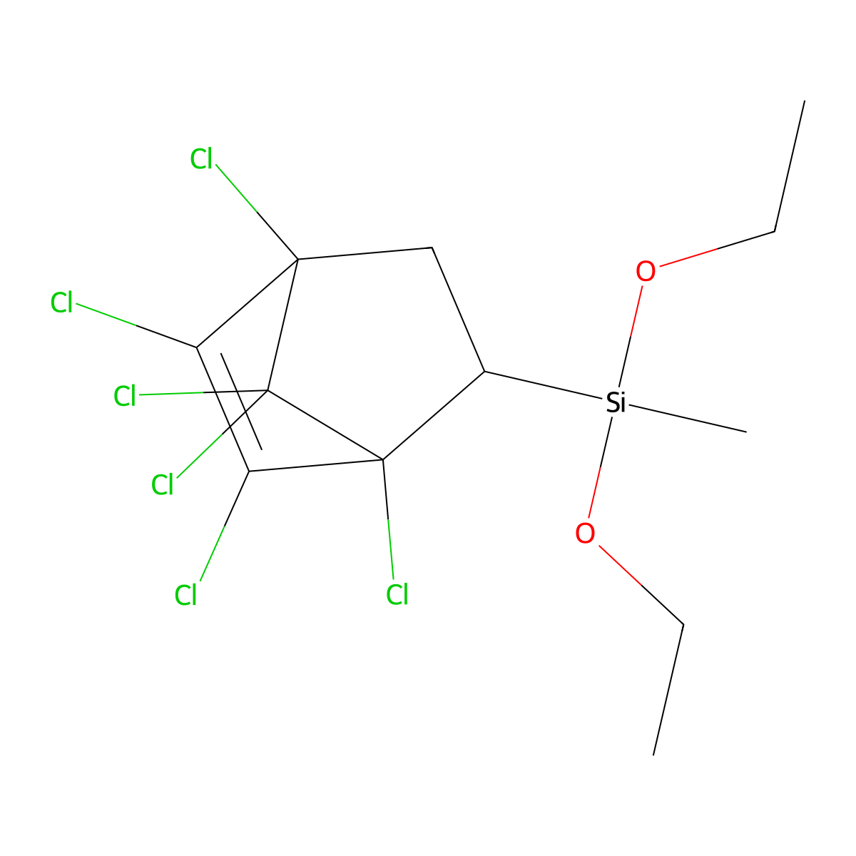 Silane, diethoxy(1,4,5,6,7,7-hexachlorobicyclo(2.2.1)hept-5-en-2-yl)methyl- molecular structure, CAS 18106-12-2