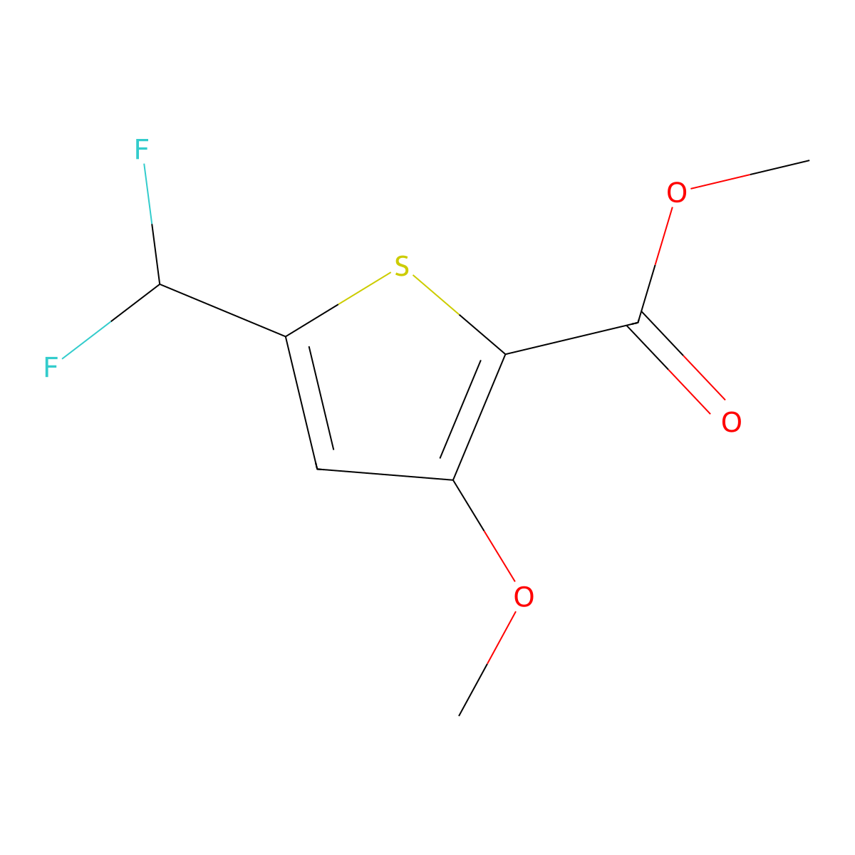 Methyl 5-(difluoromethyl)-3-methoxythiophene-2-carboxylate molecular structure, CAS 181063-90-1