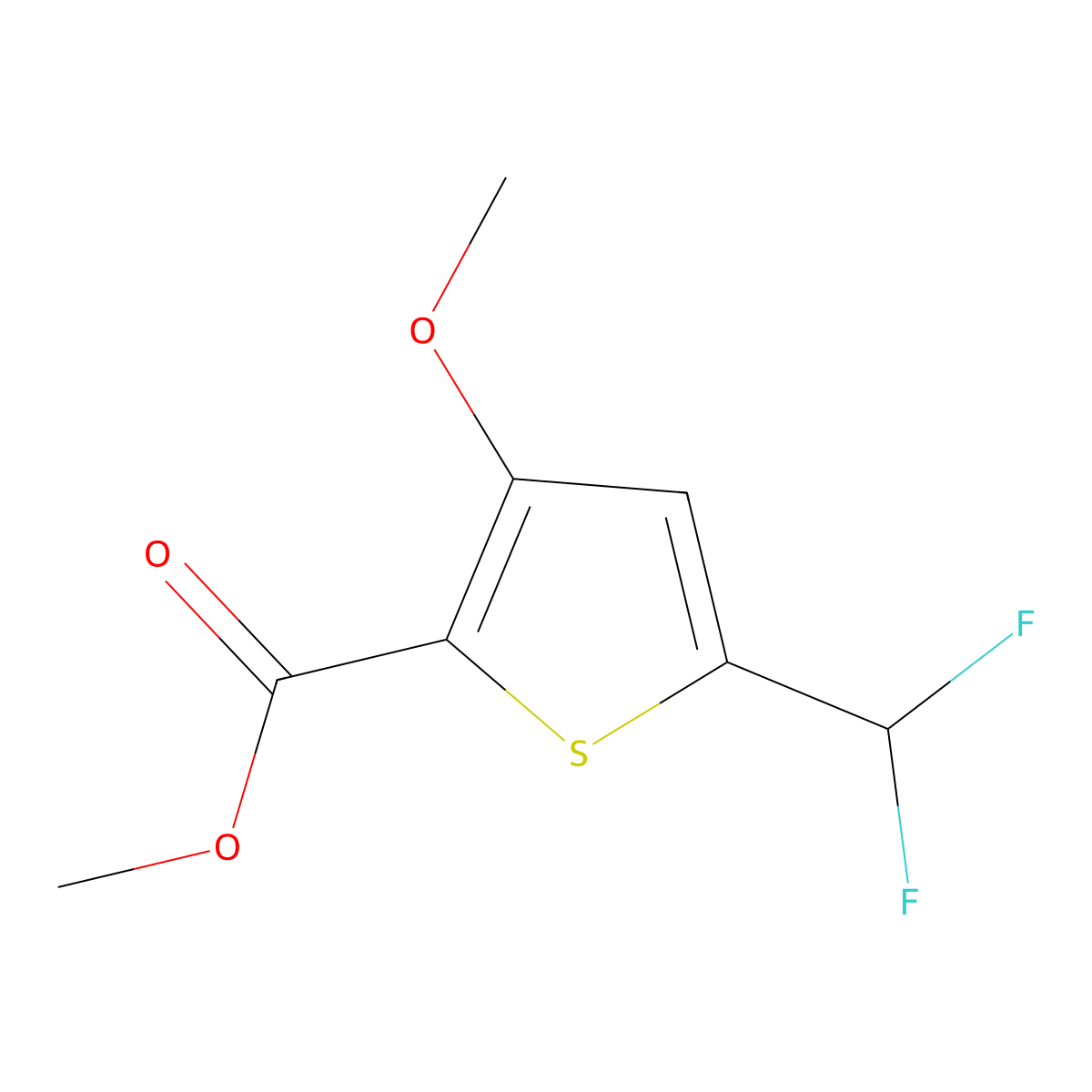 Methyl 5-(difluoromethyl)-3-methoxythiophene-2-carboxylate molecular structure, CAS 181063-90-1