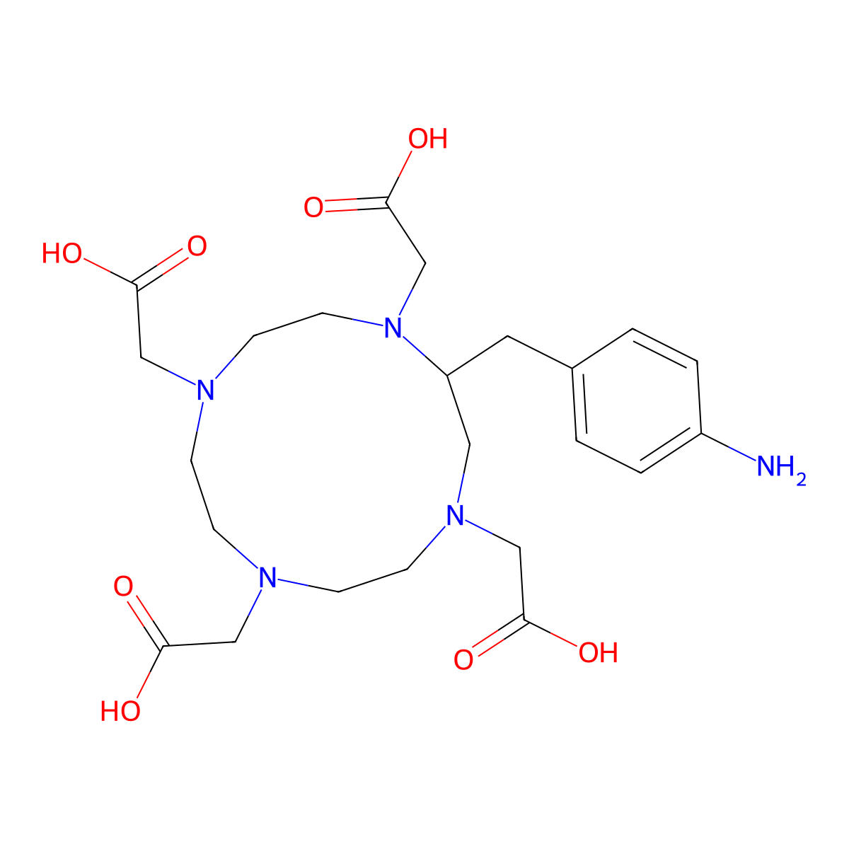 2-(4-Aminobenzyl)-1,4,7,10-tetraazacyclododecane-1,4,7,10-tetraacetic acid molecular structure, CAS 181065-46-3