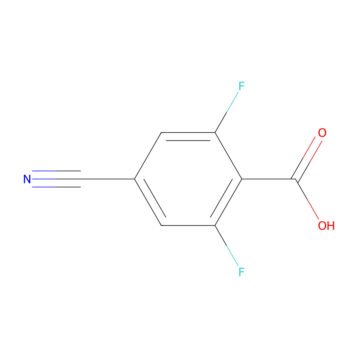 4-Cyano-2,6-difluorobenzoic acid molecular structure, CAS 181073-82-5