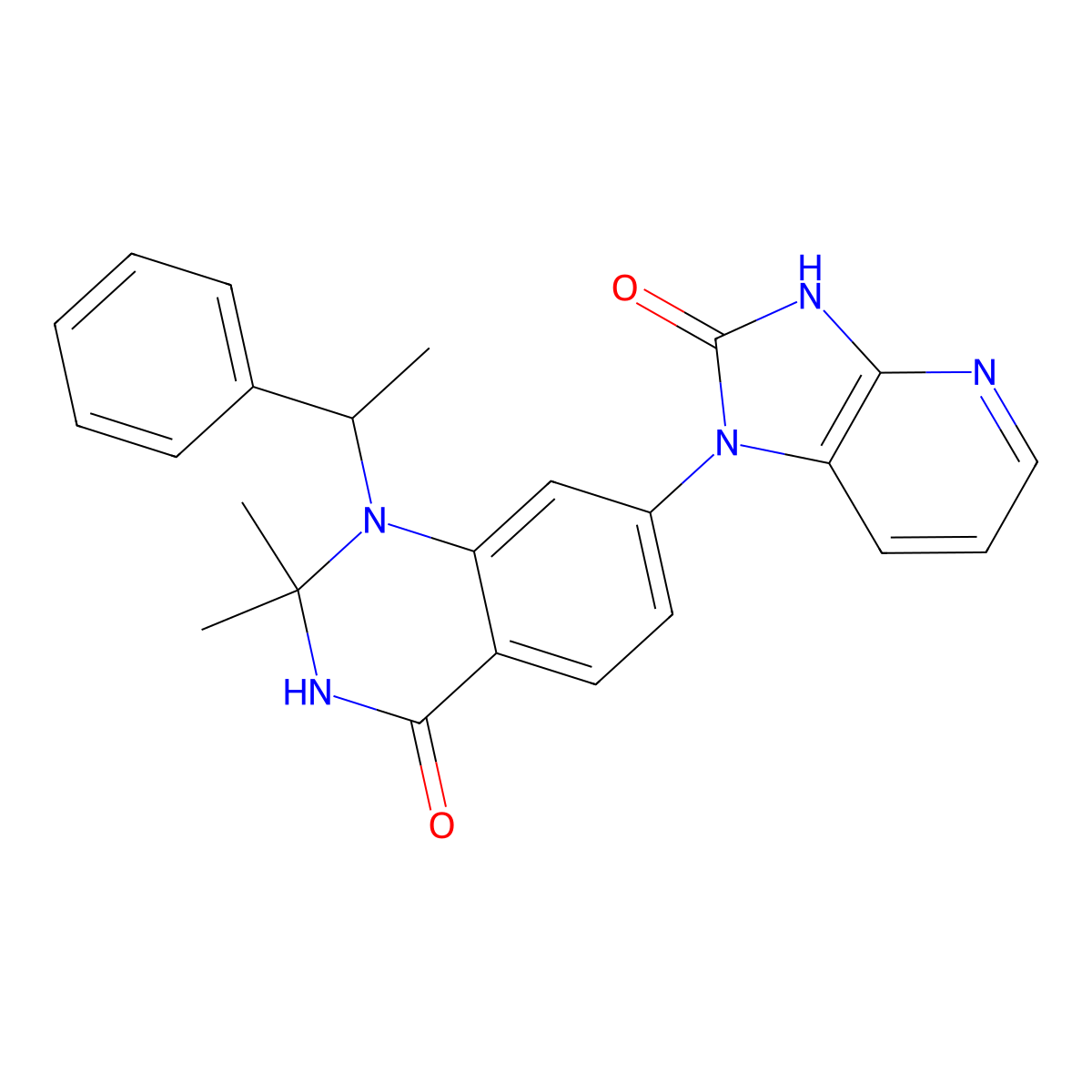 7-(2,3-Dihydro-2-oxo-1H-imidazo[4,5-b]pyridin-1-yl)-2,3-dihydro-2,2-dimethyl-1-[(1R)-1-phenylethyl]-4(1H)-quinazolinone molecular structure, CAS 1810742-60-9