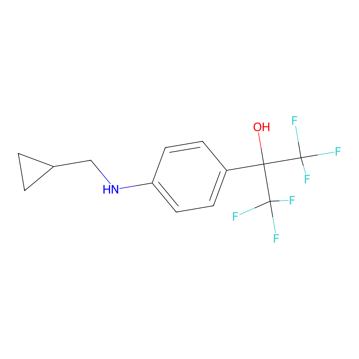 2-(4-(Cyclopropylmethylamino)phenyl)-1,1,1,3,3,3-hexafluoropropan-2-ol molecular structure, CAS 1810768-20-7