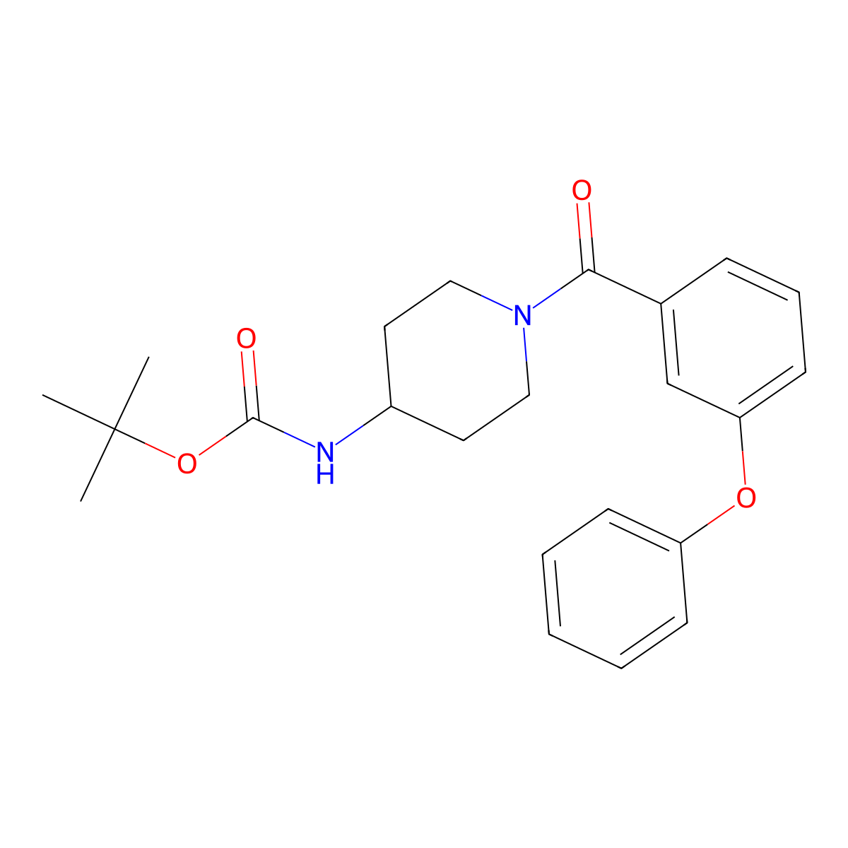 Tert-butyl (1-(3-phenoxybenzoyl)piperidin-4-yl)carbamate molecular structure, CAS 1810773-00-2