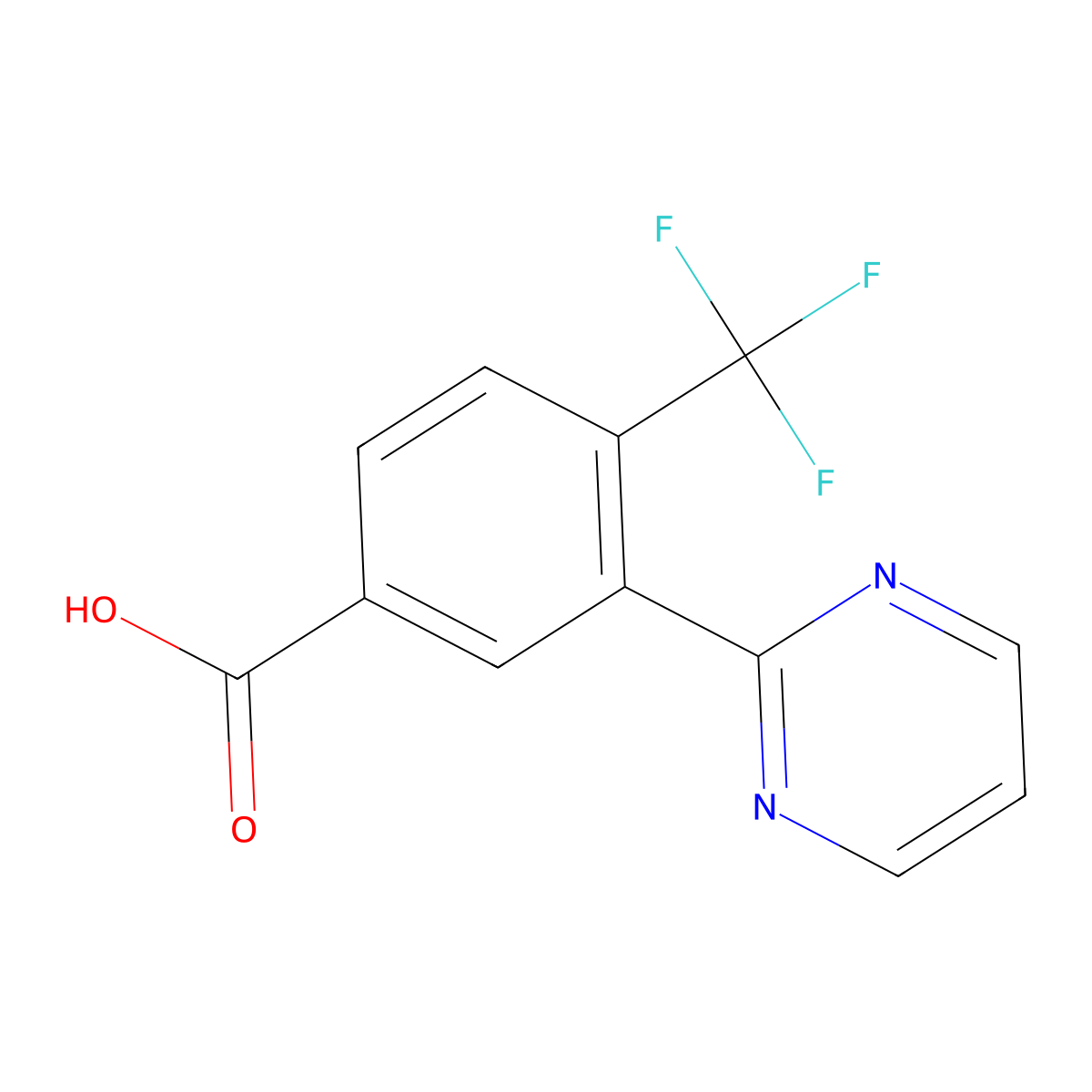 3-(2-Pyrimidinyl)-4-(trifluoromethyl)benzoic acid molecular structure, CAS 1810790-99-8
