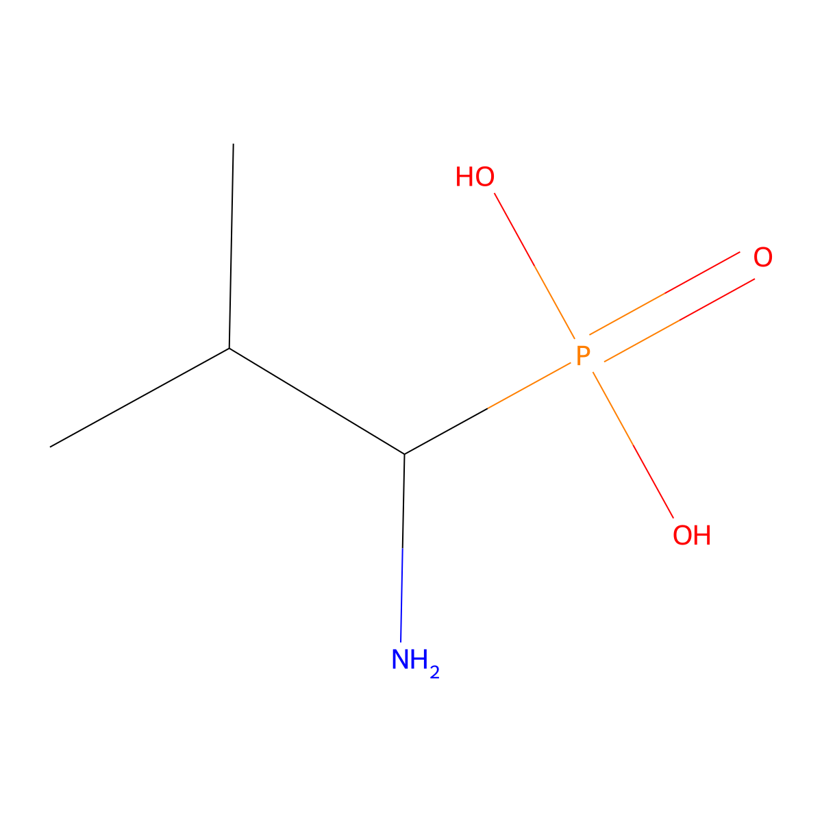 1-Amino-2-methylpropylphosphonic acid molecular structure, CAS 18108-24-2
