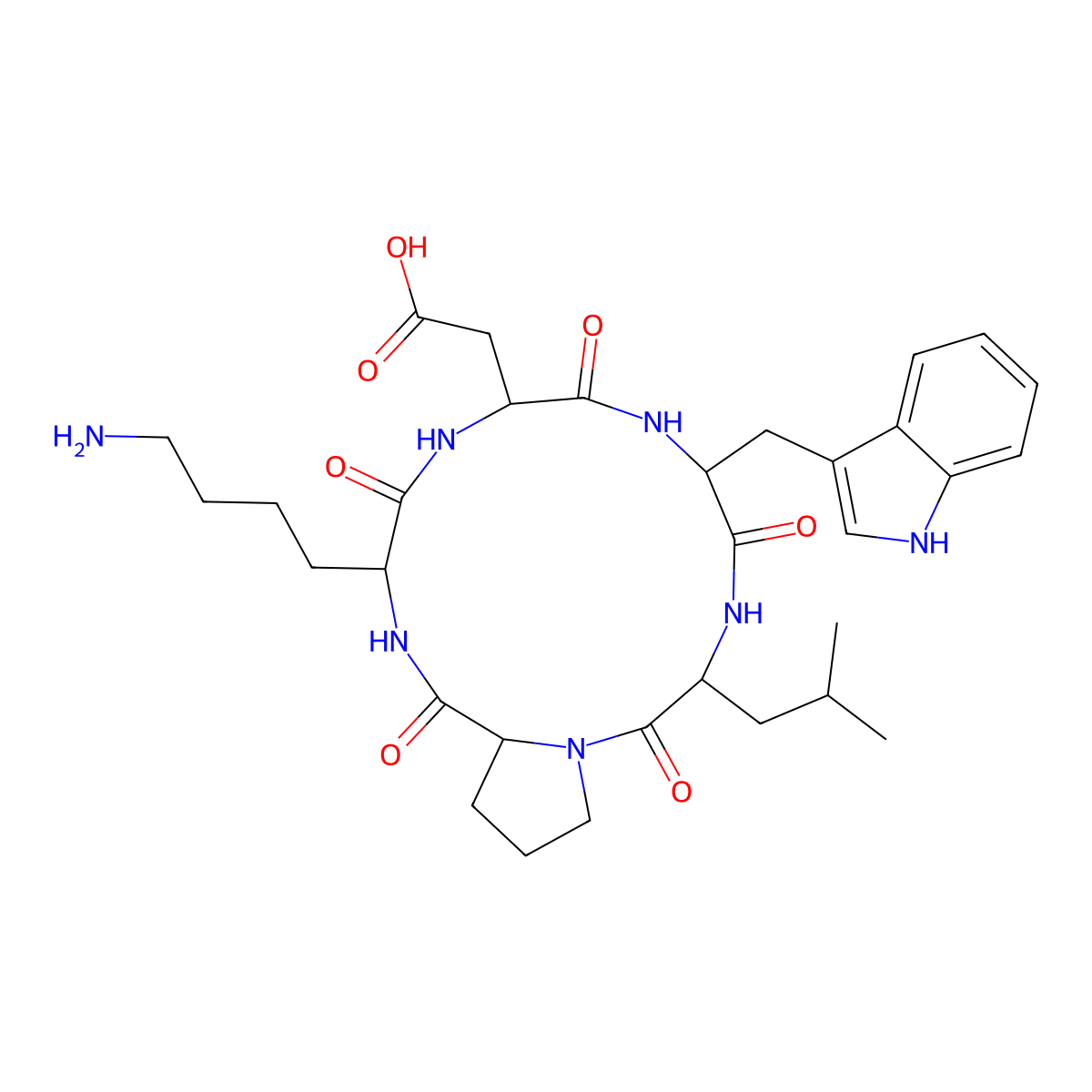 cyclo[Asp-Trp-Leu-Pro-D-Lys] molecular structure, CAS 1810853-35-0