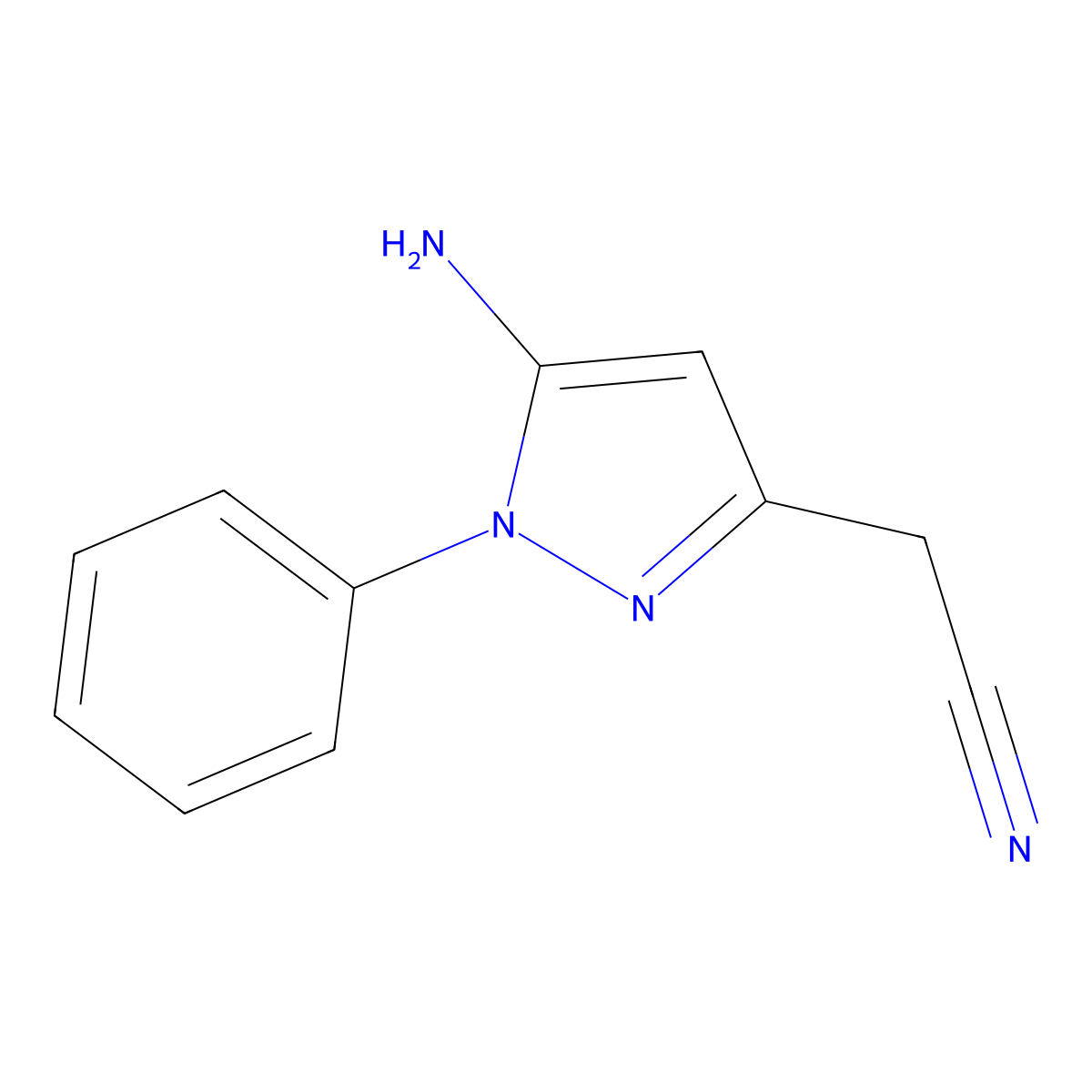 2-(5-amino-1-phenyl-1H-pyrazol-3-yl)acetonitrile molecular structure, CAS 1810856-49-5