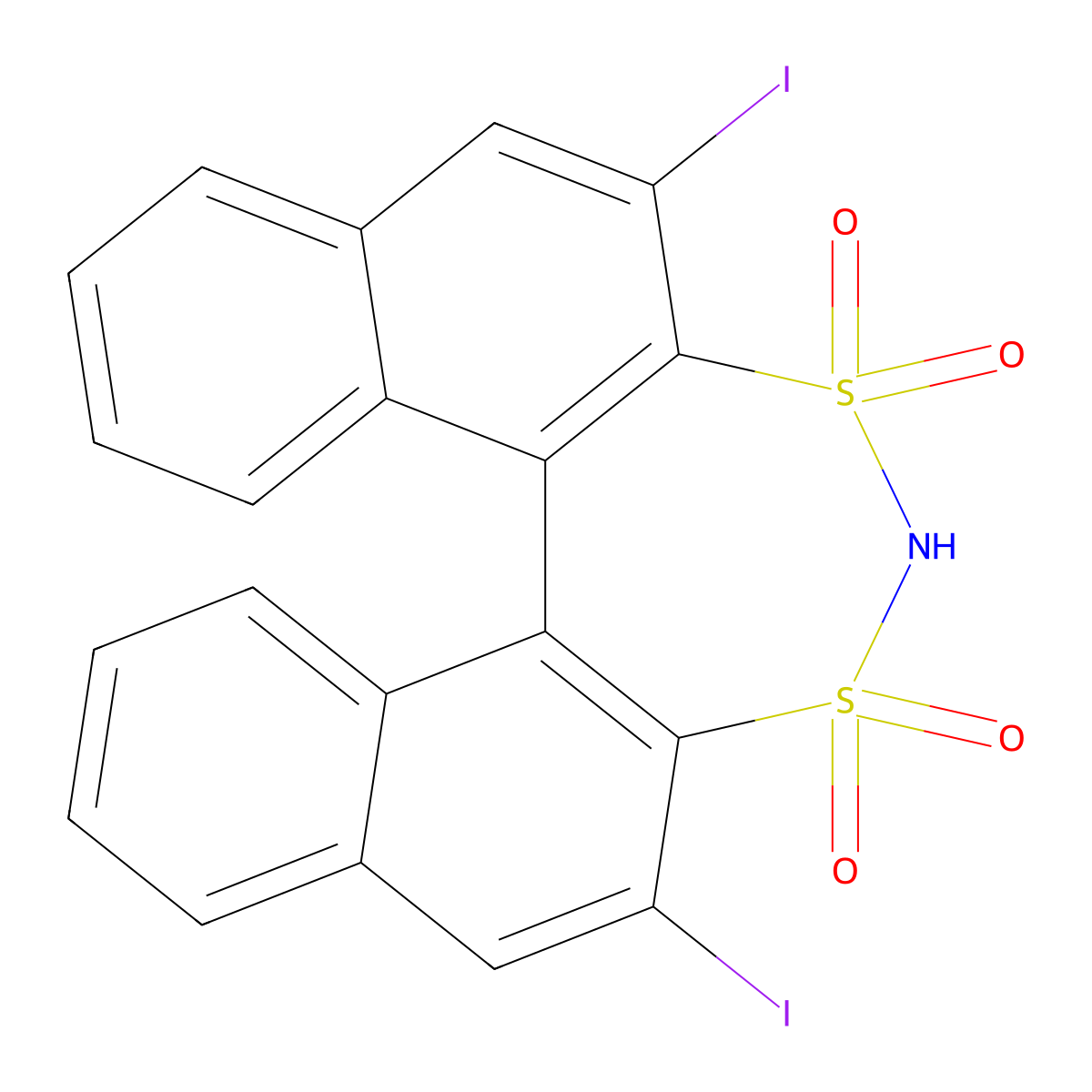 (11bR)-2,6-diiodo-3,3,5,5-tetraoxide-Dinaphtho[2,1-d:1',2'-f][1,3,2]dithiazepine molecular structure, CAS 1810874-47-5