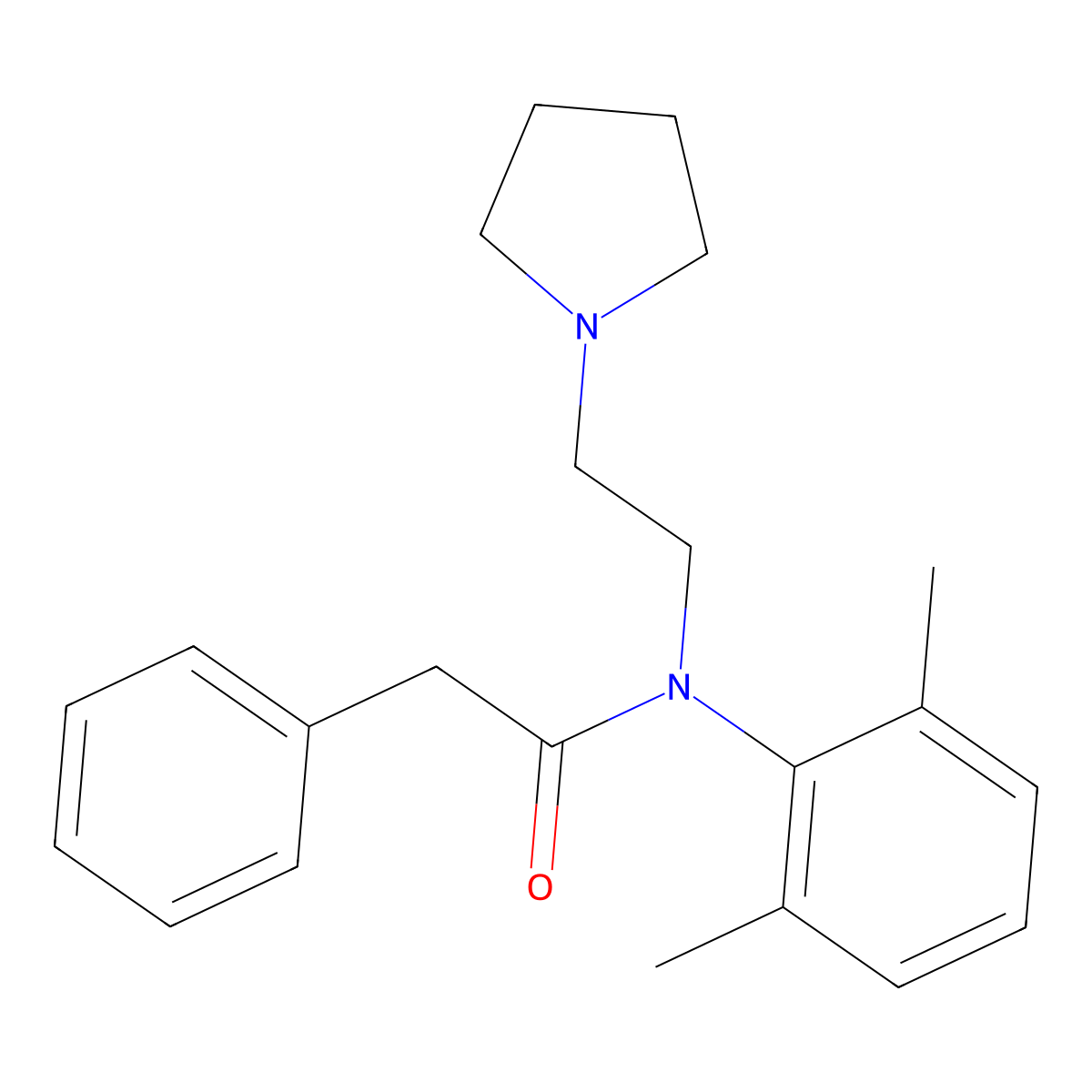 Acetanilide, 2',6'-dimethyl-2-phenyl-N-(2-(1-pyrrolidinyl)ethyl)- molecular structure, CAS 18109-53-0