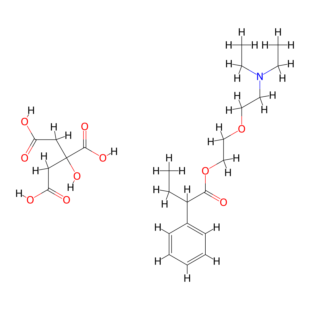 Butamirate Citrate molecular structure, CAS 18109-81-4