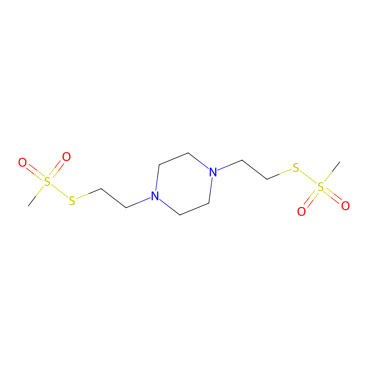 1,4-Bis(2-methylsulfonylsulfanylethyl)piperazine molecular structure, CAS 1811-55-8