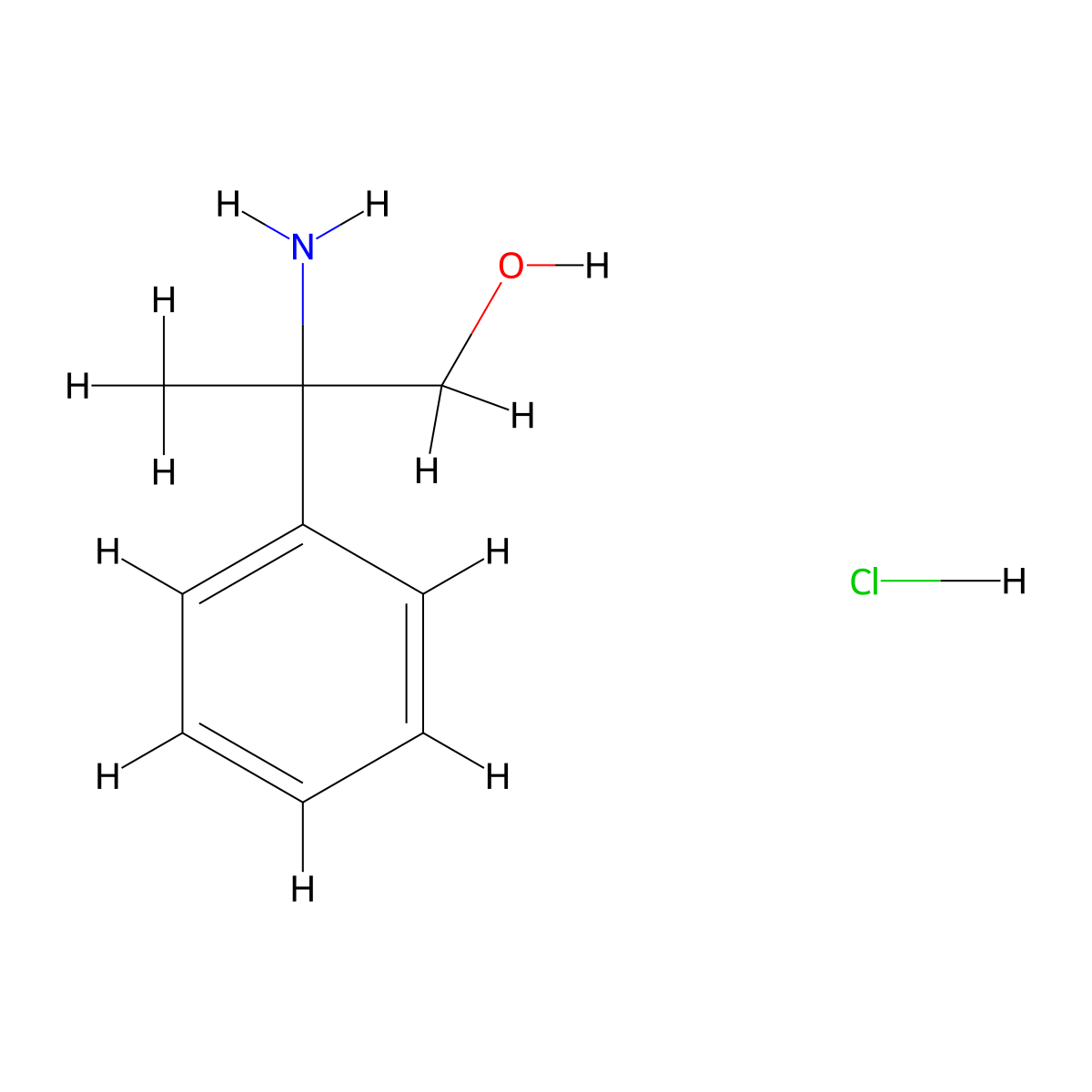 2-Amino-2-phenylpropan-1-ol hydrochloride molecular structure, CAS 18110-40-2