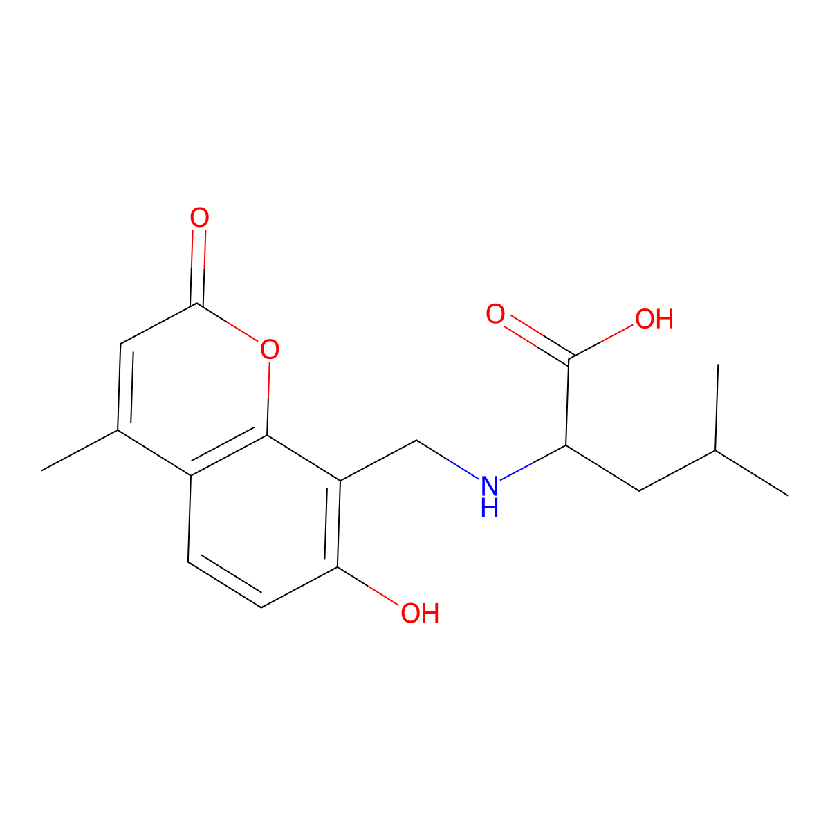 N-[(7-Hydroxy-4-Methyl-2-Oxo-2h-Chromen-8-Yl)methyl]-L-Leucine molecular structure, CAS 181125-92-8